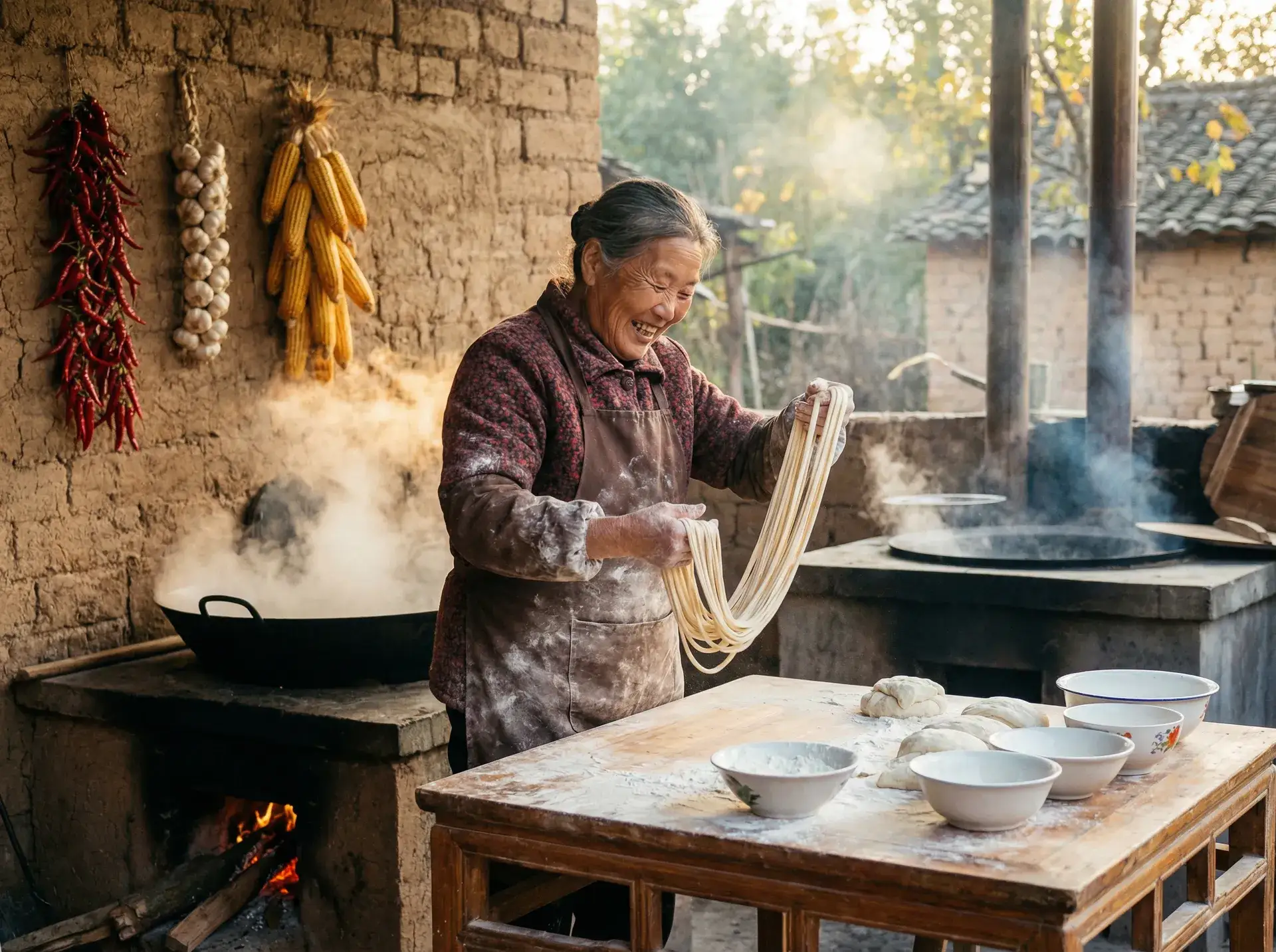 农家大嫂手擀面 - 峡谷新程 乡村美食